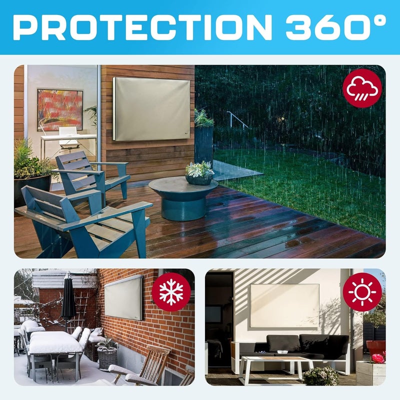 Garnetics Outdoor TV Cover 70"-75" inch - Universal Weatherproof Protector for Flat Screen TVs - Fits Most TV Mounts and Stands - Beige - Image 4