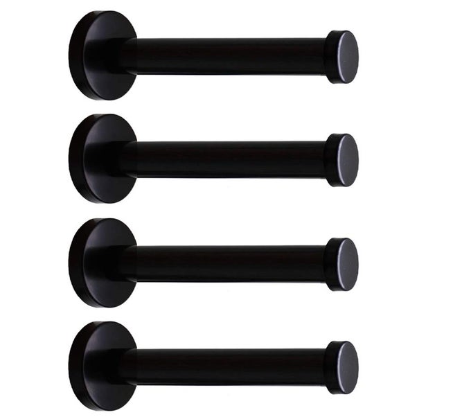CLASSIC BLACK STAINLESS STEEL HEAVY DUTY WALL MOUNT HOOKS BATH TOWEL HOOKS COAT HANGER HANDBAG HOOKS 4 IN PACK 6