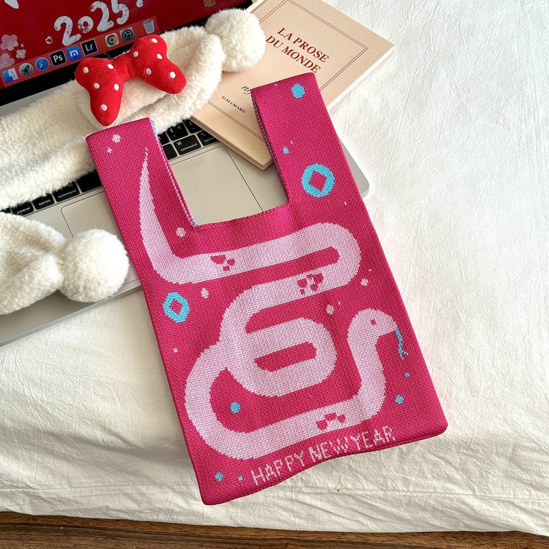 Year'S Day Handbag Red Small Bag Festive Atmosphere Carry-On Bag Cute Funny Auspicious Words - Image 1