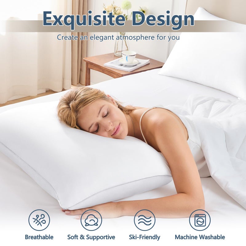 CozyLux وسائد كوزي لوكس بحجم قياسي مجموعة من 4، وسائد سرير بجودة فندقية للنوم 4 حزمة، وسائد تبريد للذين ينامون على الجانب والظهر والبطن، وسائد فاخرة بديلة للريش ناعمة وداعمة (18x26) - Image 2