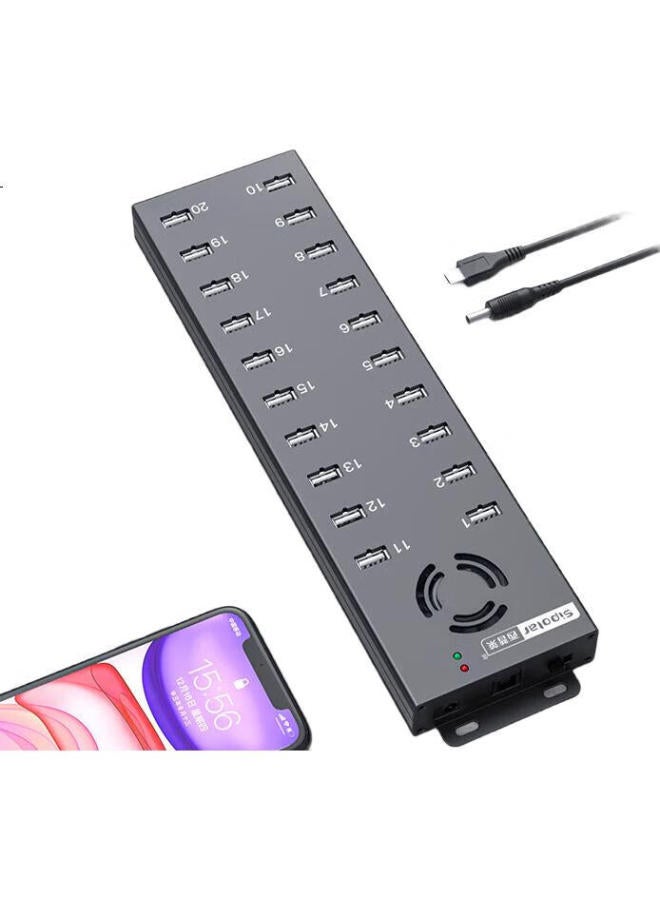 SIPOLAR 20-Port Usb 2.0 Hub Industrial Grade Splitter A-805P (1.4M) Hub For Phone Tablet Testing Charging With External Power - Image 1