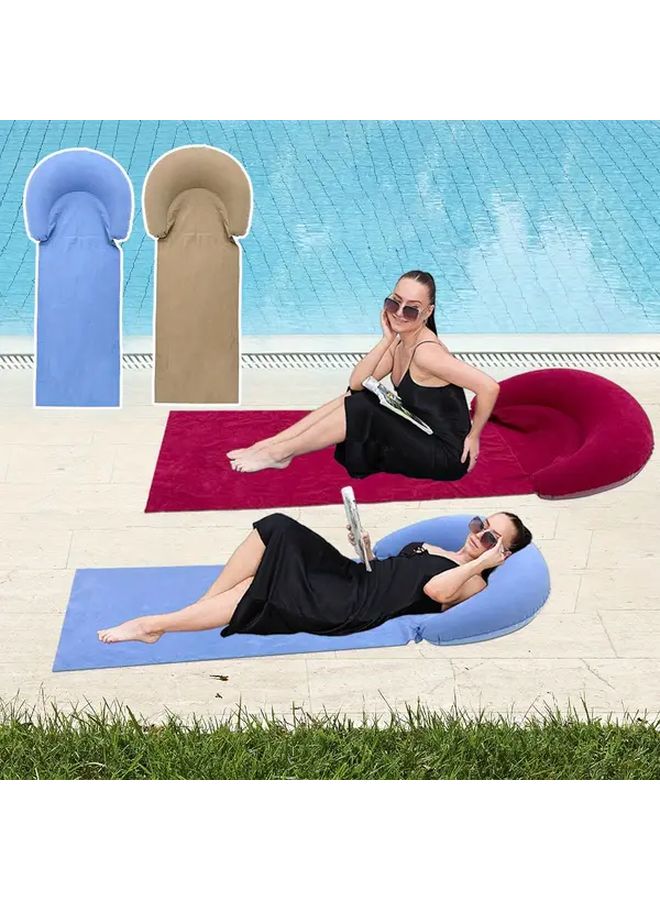 1pc Coffee Inflatable Beach Mat PVC Foldable Air Mattress For Outdoor Activities Portable Moisture Resistant Rectangular Design With Carry Bag Ideal For Camping Picnics Beach Days - Image 3