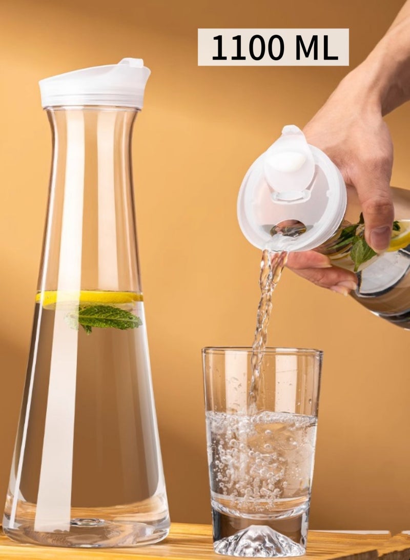 JoyousSto 1.1 L Large Plastic Water Carafe with Flip Top Lid,Clear Water Pitchers for Coffee,Tea,Water,Lemonade, Milk,Juice - Image 1