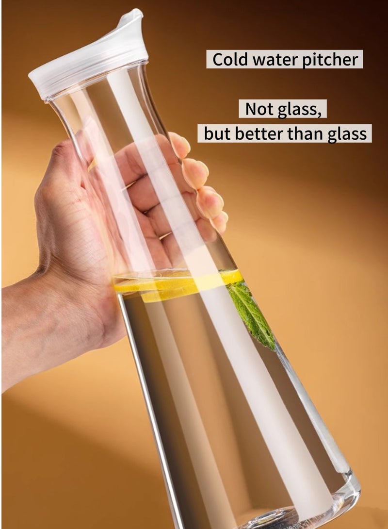 JoyousSto 1.1 L Large Plastic Water Carafe with Flip Top Lid,Clear Water Pitchers for Coffee,Tea,Water,Lemonade, Milk,Juice - Image 2