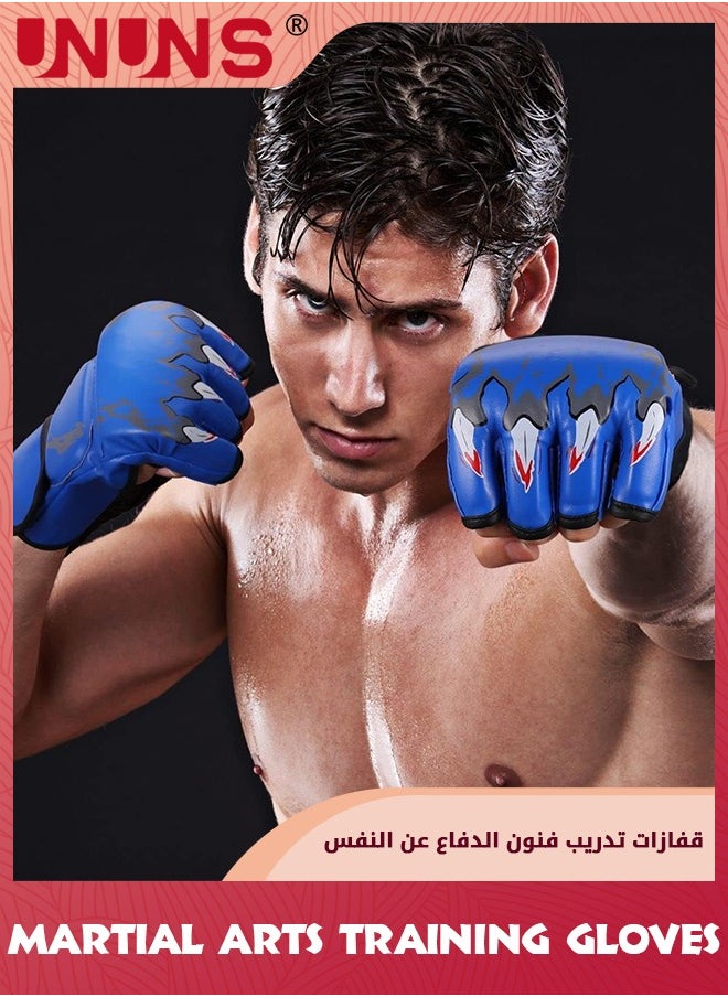 UNUNS - قفازات فنون القتال المختلطة، قفازات قتال ملاكمة بنصف إصبع، قفازات UFC بسوار معصم قابل للتعديل، قفازات ملاكمة للكيك بوكسينج والساندا والسباحة، قفازات تدريب الضربات للكيس الملاكمة والمواي تاي، مقاس واحد يناسب الجميع - Image 1