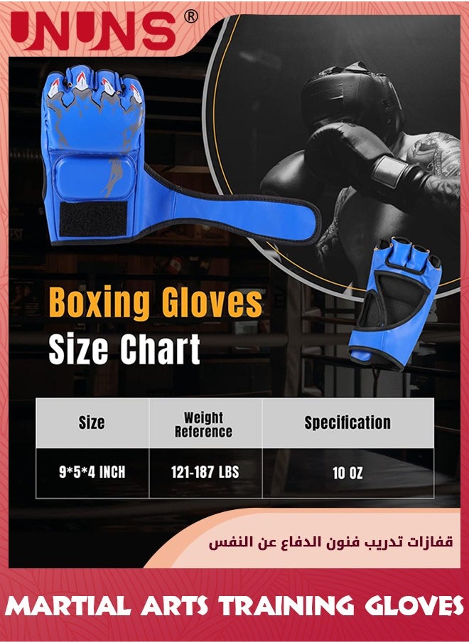 UNUNS - قفازات فنون القتال المختلطة، قفازات قتال ملاكمة بنصف إصبع، قفازات UFC بسوار معصم قابل للتعديل، قفازات ملاكمة للكيك بوكسينج والساندا والسباحة، قفازات تدريب الضربات للكيس الملاكمة والمواي تاي، مقاس واحد يناسب الجميع - Image 1