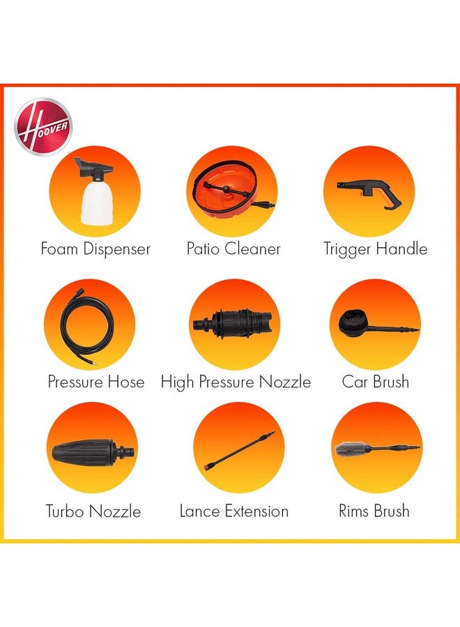 HOOVER Pressure Washer 165 Bars With 9 Accessories - Hpw-M2816 - Image 4