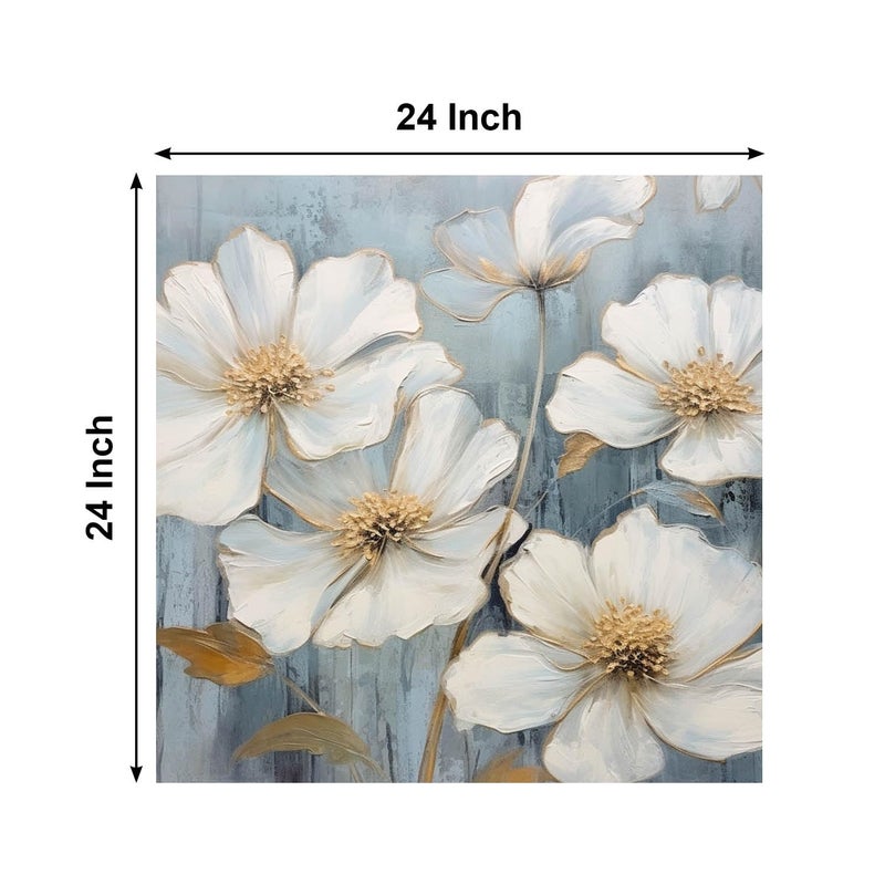 Olive Tree Wooden Wall Art Flowers White Canvas Painting for Home Bedroom Living RoomEngineered Wood FrameModern Stylish Hanging Wall Art Painting for Wall Decoration24 x 24 inch Multicolour - Image 5