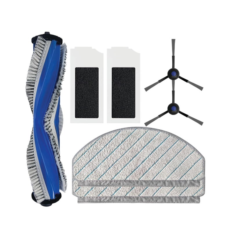 Reverbo Reverbo Replenishment Kit Compatible with Ecovacs Deebot N20 Pro Robotic Vacuum Cleaner Includes One Main Roller Brush Two Spinning Side Brushes Two Filters Two Mops - Image 1