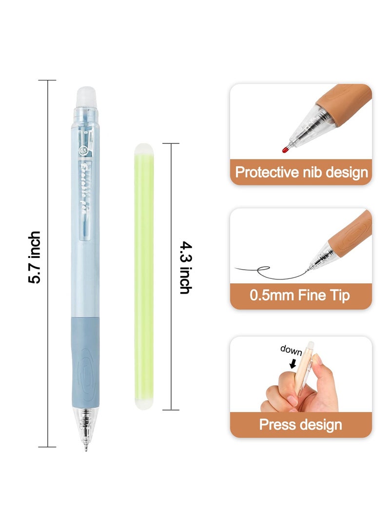 KASTWAVE Erasable Pens, 6 Pcs Erasable Rollerball Pen, with 3PCS Rubber Sticks, 0.5mm Retractable Ink Eraser Pen, Erasable Gel Pens for Kids Adults School Supplies Office Stationery - Image 2