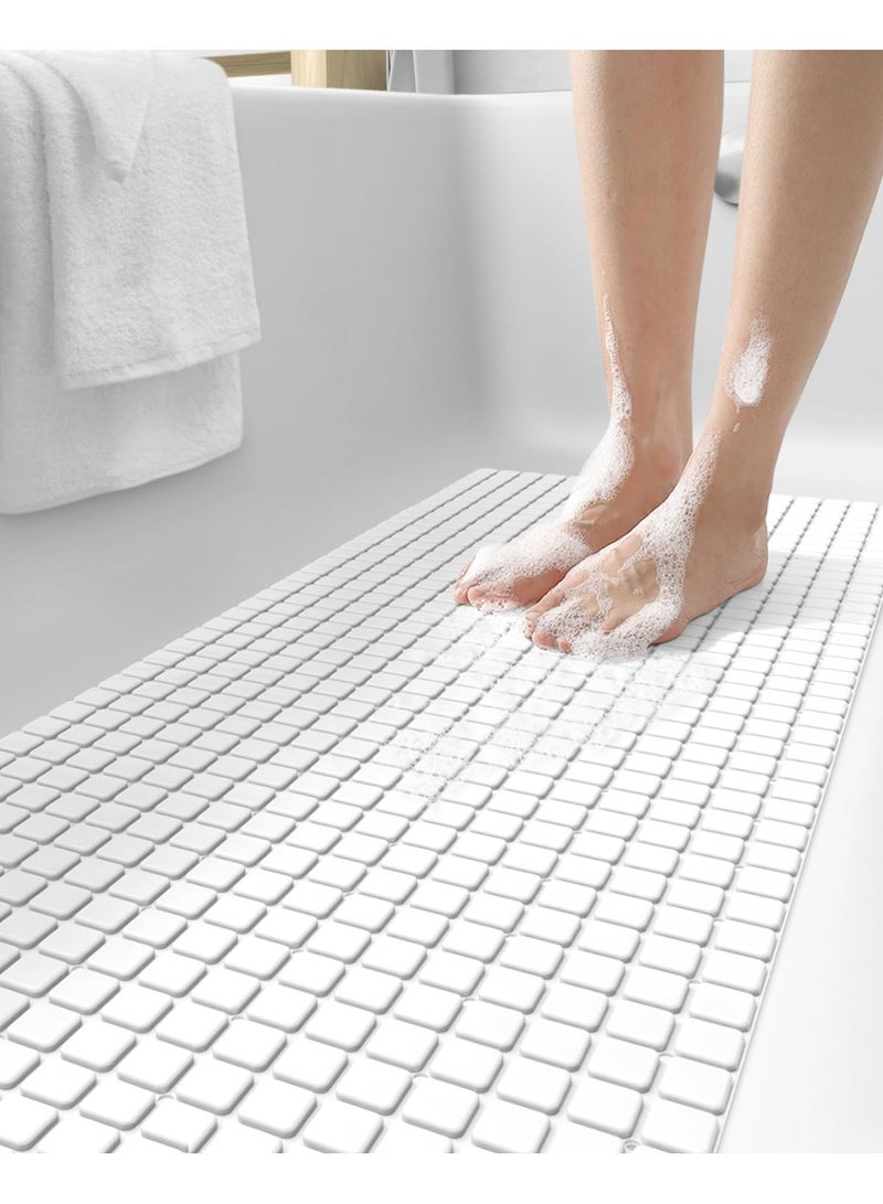 سوفام حوض الاستحمام لا تزلق، طويل إضافي 39x16، أكواب الشفط، فتحات التصريف، قابل للغسيل في الغسالة لحوض الطابق، الأبيض - Image 1