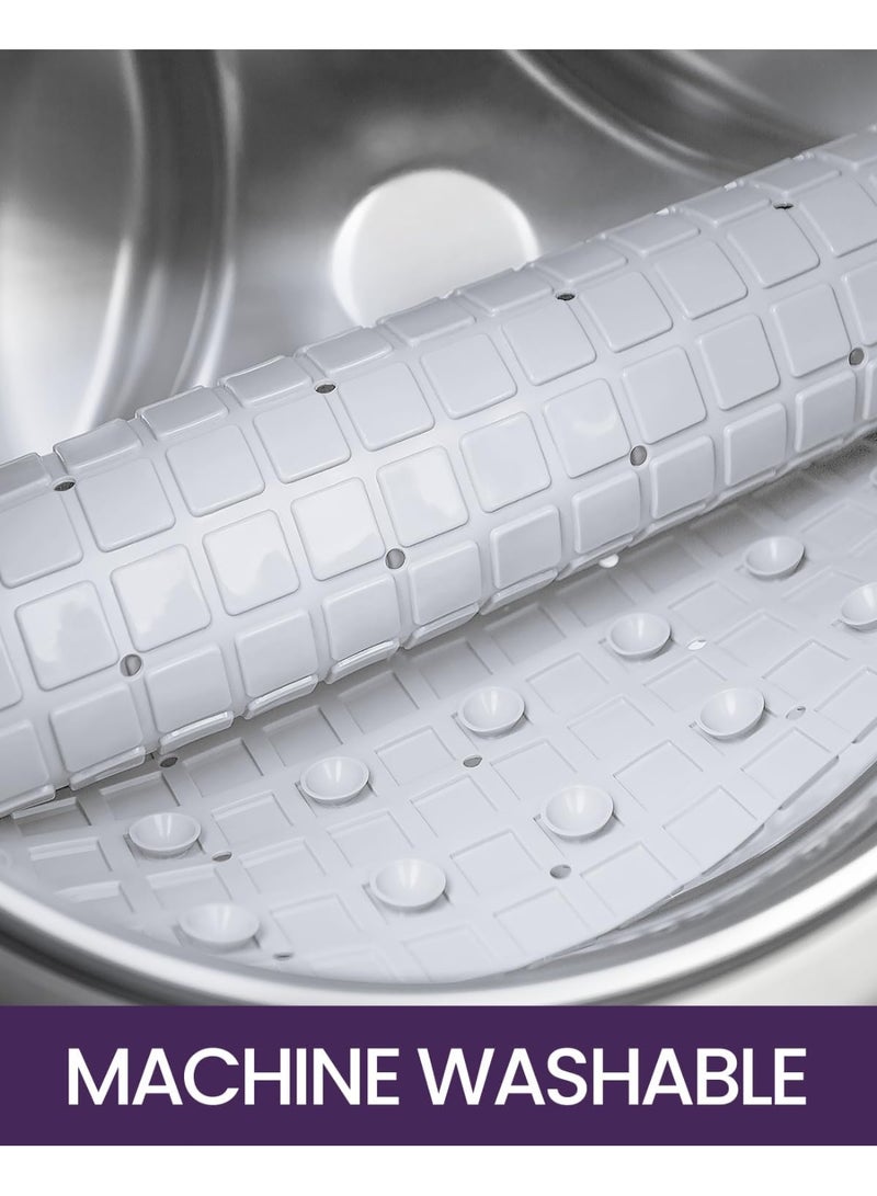 سوفام حوض الاستحمام لا تزلق، طويل إضافي 39x16، أكواب الشفط، فتحات التصريف، قابل للغسيل في الغسالة لحوض الطابق، الأبيض - Image 2