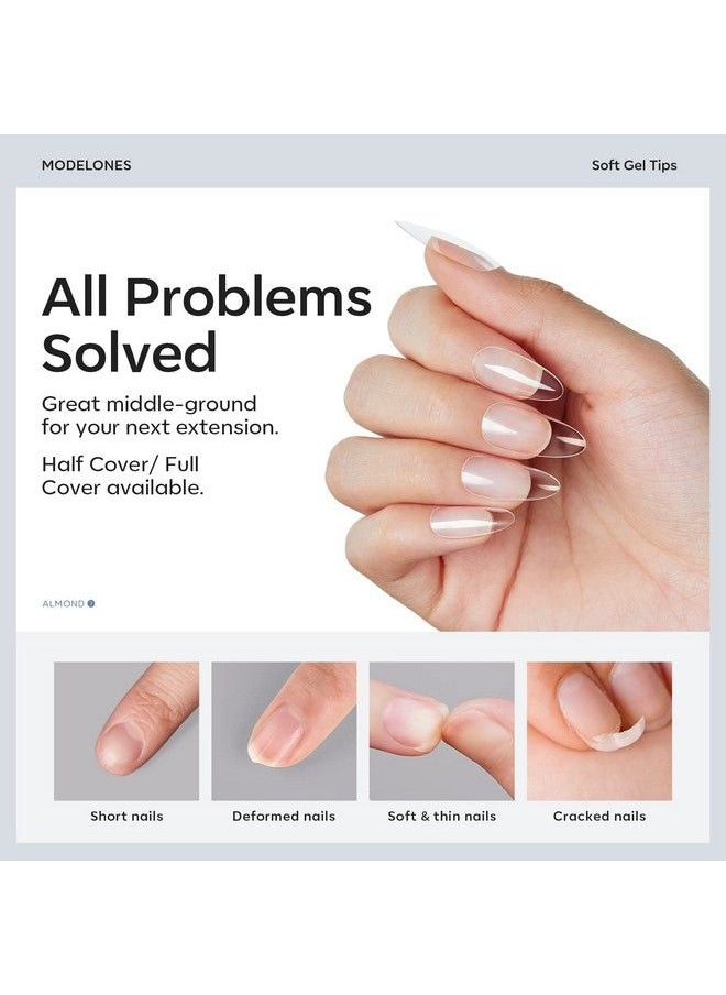 modelones Medium Almond Nail Tips 500Pcs Clear False Acrylic Almond Press On Nails Preshape Full Cover Gel Nail Tips For Dip Powder Nails/Poly Nail Extension Home Diy Nail Salon Gel Nails Art Design 10 Sizes  - Image 4