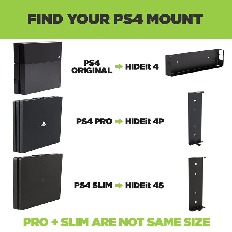HIDEit Mounts 4 Original PS4 Mount, Black Steel Wall Mount for PS4 Original, Safely Store PS4 Console Near or Behind TV - Image 2