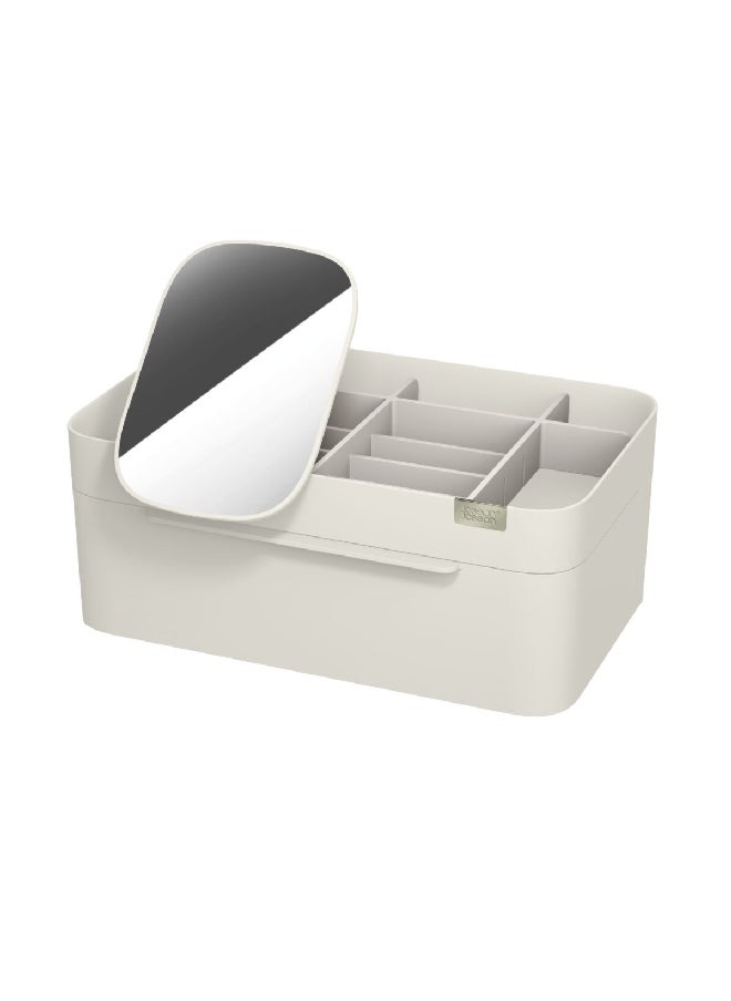 Joseph Joseph Viva Compact and Durable Cosmetic Organiser with Removable Mirror Off White 12 x 30 x 19.5 cm 75005  - Image 1