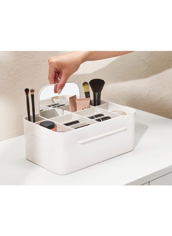 Joseph Joseph Viva Compact and Durable Cosmetic Organiser with Removable Mirror Off White 12 x 30 x 19.5 cm 75005  - Image 4