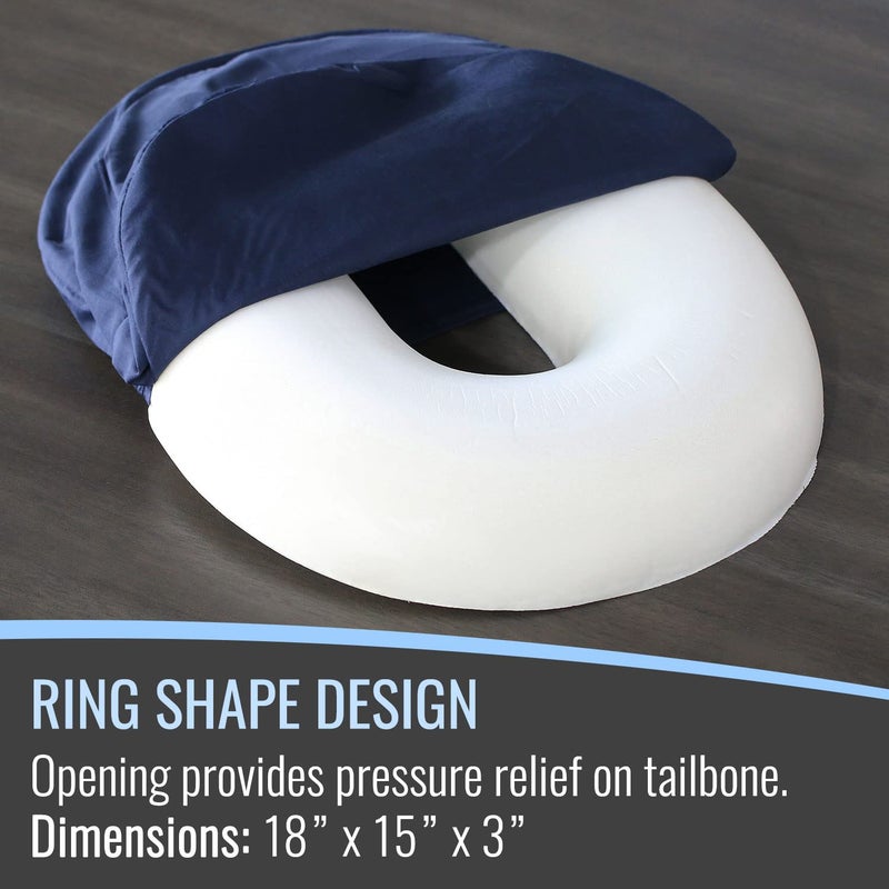 DMI Seat Cushion Donut Pillow and Chair Pillow for Tailbone Pain Relief, Hemorrhoids, Prostate, Pregnancy, Post Natal, Pressure Relief and Surgery, 18 x 15 x 3, Navy - Image 3