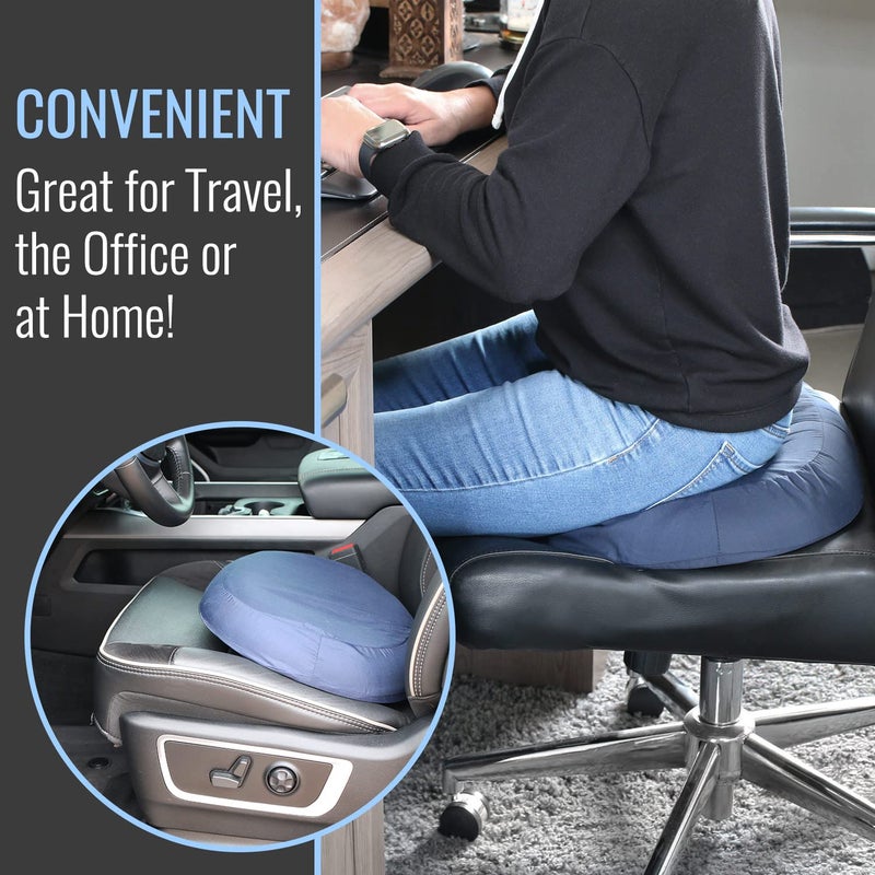 DMI Seat Cushion Donut Pillow and Chair Pillow for Tailbone Pain Relief, Hemorrhoids, Prostate, Pregnancy, Post Natal, Pressure Relief and Surgery, 18 x 15 x 3, Navy - Image 2