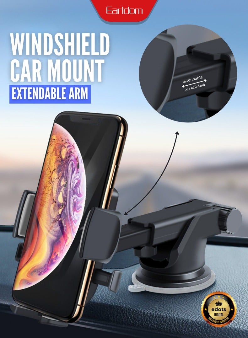 Earldom Mobile Phone Bracket – 360° Rotation – Strong Suction – Adjustable Arm – Dashboard & Windshield Mount - Image 1