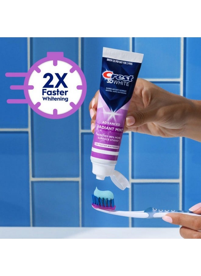 Crest Crest 3D White Advanced Teeth Whitening Toothpaste, Crest 3D White Brilliance Toothpaste, Radiant Mint, 3.3 oz, Pack of 3  - Image 5