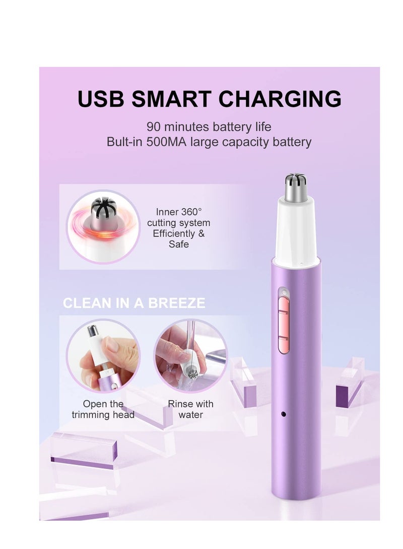Nose Hair Trimmer for Women& Eyebrow Trimmer USB Rechargeable，Facial Hair Remover for Women，3 in 1 Eyebrow Razor and Painless Hair Remover，IPX6 Waterproof Dual Edge Blades for Easy Cleansing - Image 3