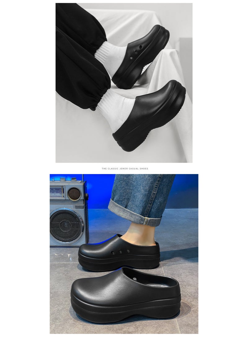 أحذية جراحية، أحذية طهاة، أحذية للجنسين، مغلقة بالكامل وجيدة التهوية، أحذية واقية، مناسبة للأطباء والممرضات والطهاة وموظفي المختبرات، صنادل مانعة للانزلاق (أسود). - Image 2