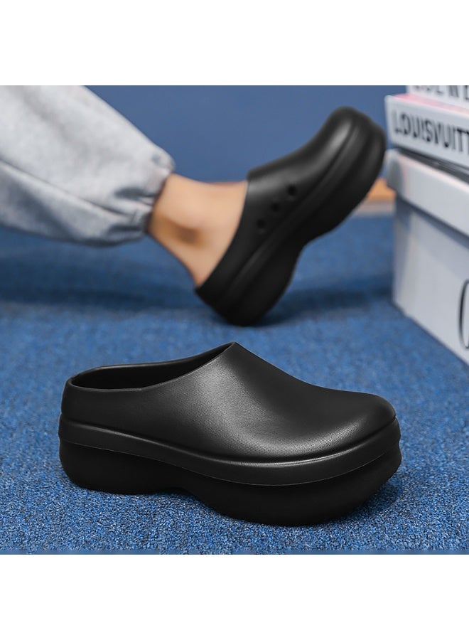 أحذية جراحية، أحذية طهاة، أحذية للجنسين، مغلقة بالكامل وجيدة التهوية، أحذية واقية، مناسبة للأطباء والممرضات والطهاة وموظفي المختبرات، صنادل مانعة للانزلاق (أسود). - Image 4