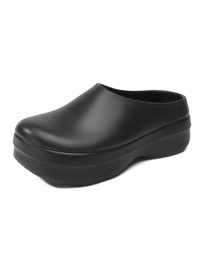 أحذية جراحية، أحذية طهاة، أحذية للجنسين، مغلقة بالكامل وجيدة التهوية، أحذية واقية، مناسبة للأطباء والممرضات والطهاة وموظفي المختبرات، صنادل مانعة للانزلاق (أسود). - Image 1