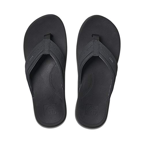 Reef Ortho Spring Mens Flip Flop, Arch Support & Soft Cushion Footbed, Black, 9 - Image 1