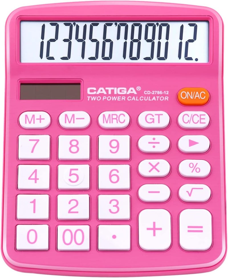 CATIGA 12 Digit Desktop Calculator with Large LCD Display and Sensitive Button, Dual Solar Power and Battery, Standard Function for Office, Home, School, CD-2786 - Image 1