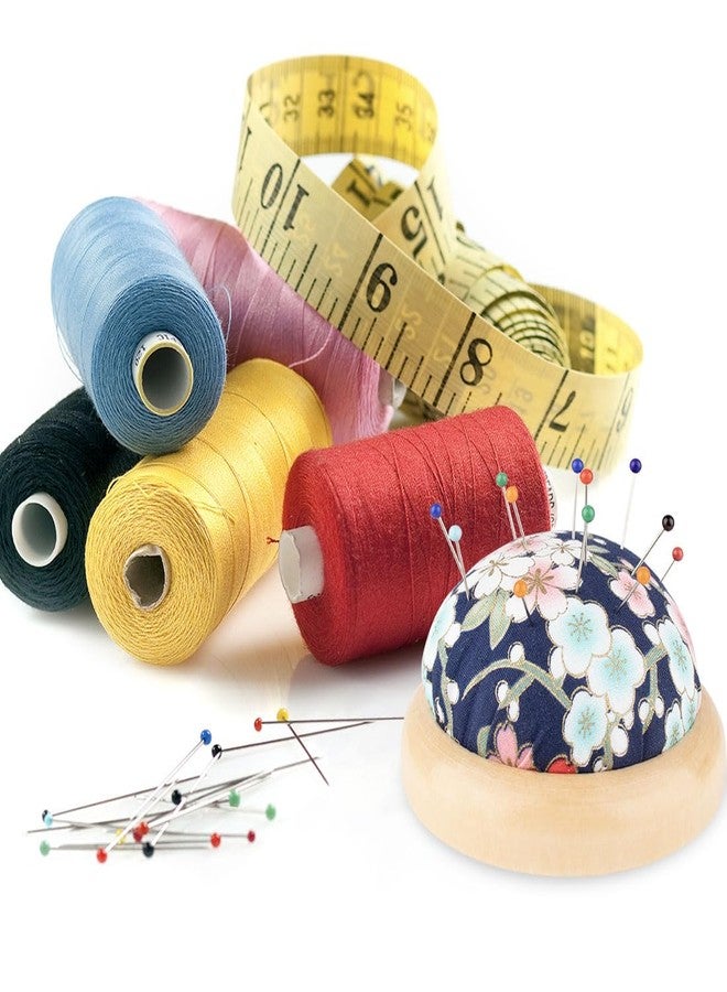 Rolybag Pin Cushion, Wooden Base Needle Pincushions Japanese Style Round Pin Cushion for Sewing Needle Holders or DIY Crafts - Image 4