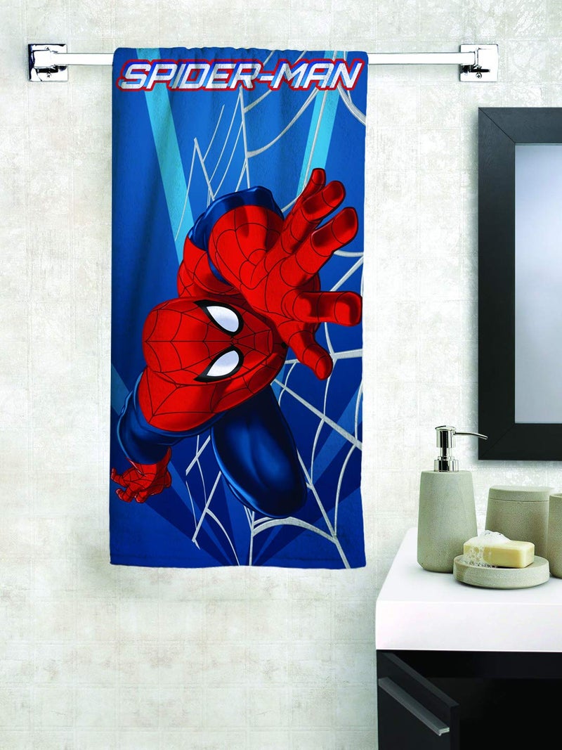 Athom Living Marvel SpiderMan 350 GSM Cotton Bath Towel for Kids Adults Soft Absorbent QuickDrying Blue Color Superhero Themed Towel