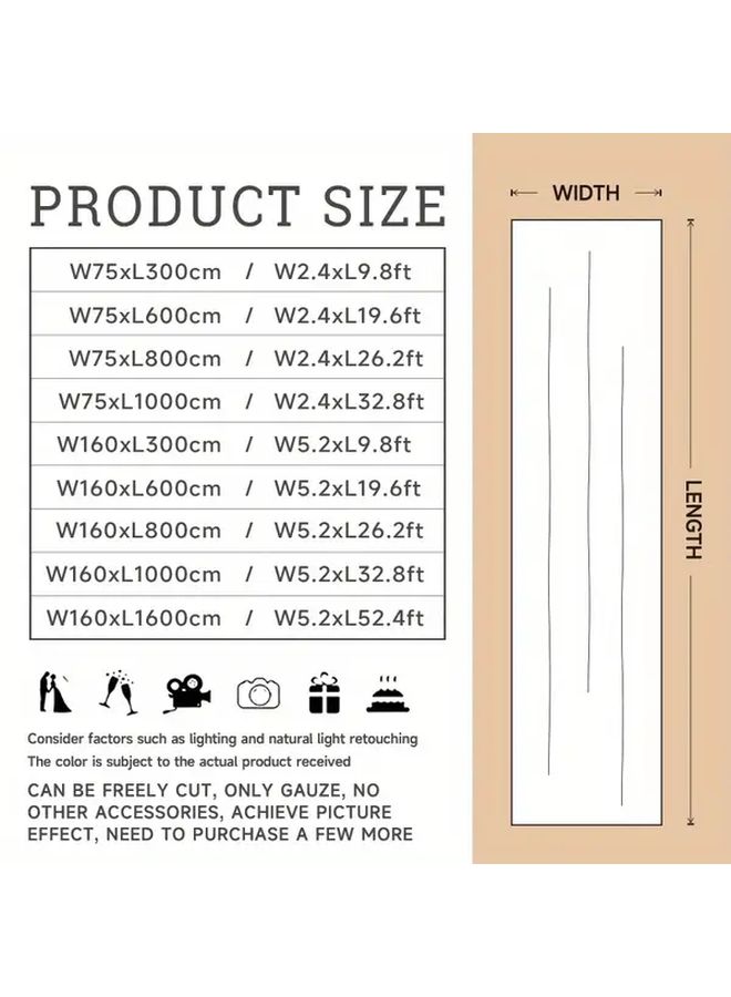 White Tulle Streamer 160x300cm Wedding Party Decor Photo Backdrop - Image 3