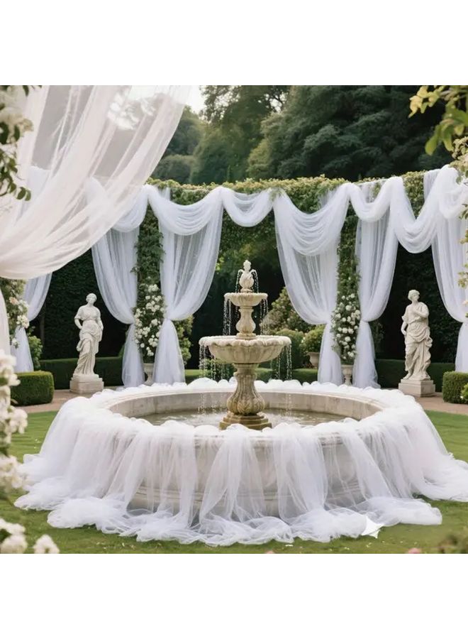 White Tulle Streamer 160x300cm Wedding Party Decor Photo Backdrop - Image 1