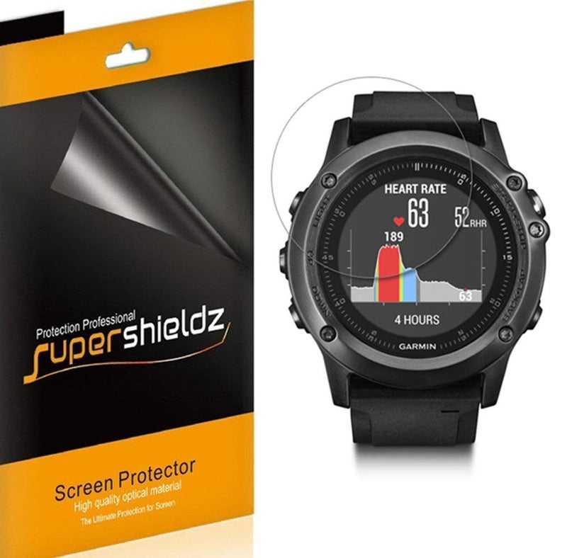 Supershieldz سوبر شيلدز (6 عبوات) مصممة لجهاز جارمين فينيكس 3 HR وفينيكس 3 واقي شاشة، (تغطية كاملة للشاشة) 0.23 مم درع شفاف عالي الدقة - Image 1