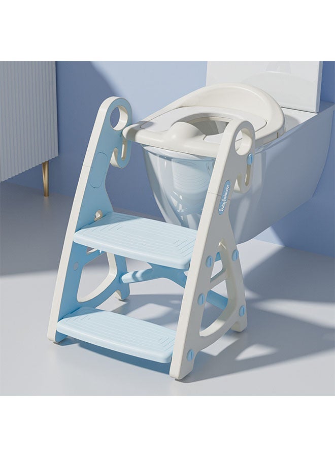 Training Toilet Teat,Toddler Toilet Seat with Adjustable Step Stool Ladder,2 in 1 Foldable Kids Toilet Training Seat,Splash Guard Anti-Slip Handles for Boy Girl - Image 1