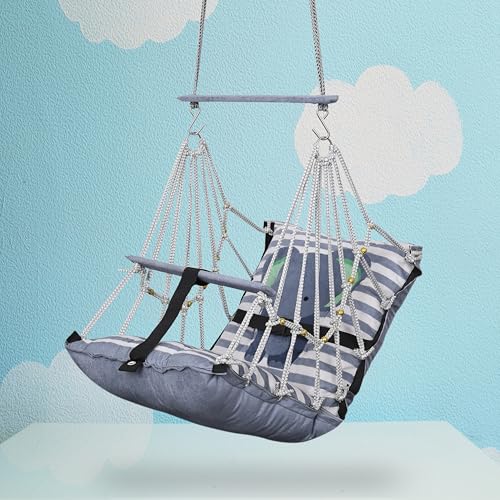 Sprointal® Swing for Kids Cotton Baby Children Folding And Washable 1 to 5 Years New Born Baby Gift Soft Jhula With Safety Belt Easy To Carry Safety Lock Cradle Chair | Home Garden Hall (Grey Eliphant) - Image 1