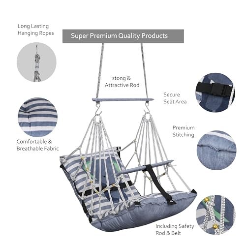 Sprointal® Swing for Kids Cotton Baby Children Folding And Washable 1 to 5 Years New Born Baby Gift Soft Jhula With Safety Belt Easy To Carry Safety Lock Cradle Chair | Home Garden Hall (Grey Eliphant) - Image 5