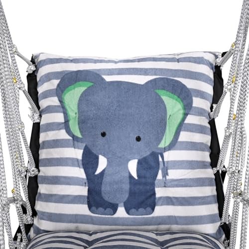 Sprointal® Swing for Kids Cotton Baby Children Folding And Washable 1 to 5 Years New Born Baby Gift Soft Jhula With Safety Belt Easy To Carry Safety Lock Cradle Chair | Home Garden Hall (Grey Eliphant) - Image 3