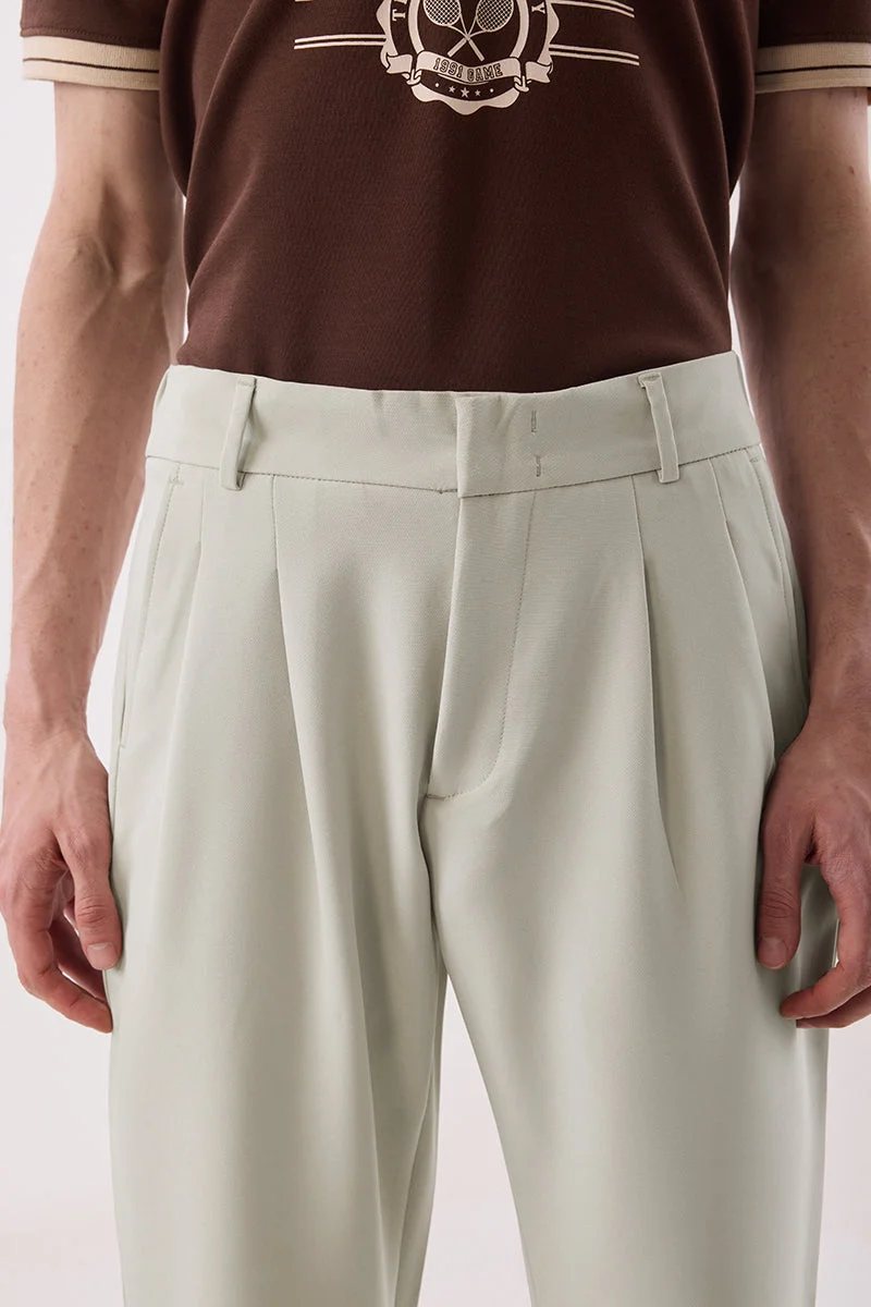 SNITCH Beige Beige Solid Slim Fit Formal Trousers for Men | Best Price UAE