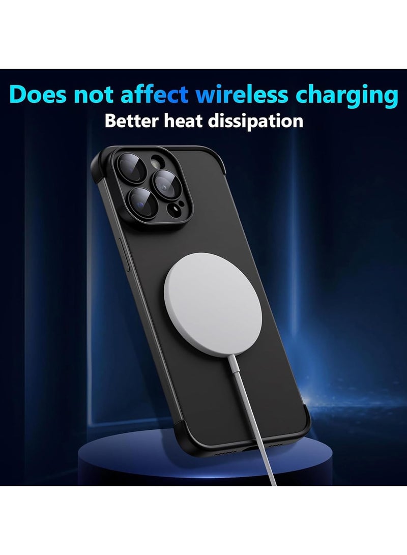 عام حافظة لجهاز iPhone 16 Pro مع واقي عدسة الكاميرا بدون حافة الداعنية تصميم بدون إطار حافة من الداخل حافظة من السيليكون رقيقة جداً وخفيفة الوزن متوافقة مع شحن لاسلكي MagSafe - Image 4