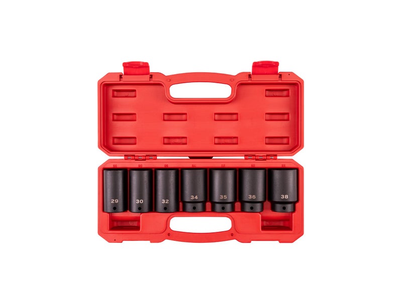 TEKTON 12 Inch Drive Deep 6Point Axle Nut Impact Socket Set with Case 7Piece 2938 mm SID92340