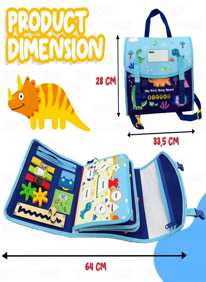 Wembley Busy Board Activity Binder Interactive Sensory Educational Toy for Toddlers Supports Fine Motor Skills & Creativity with Activities for Kids Soft Felt Busy Binder Birthday Gift - Dino Backpack - Image 2