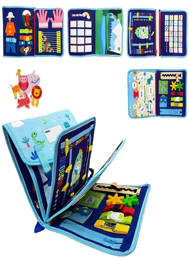 Wembley Busy Board Activity Binder Interactive Sensory Educational Toy for Toddlers Supports Fine Motor Skills & Creativity with Activities for Kids Soft Felt Busy Binder Birthday Gift - Dino Backpack - Image 1