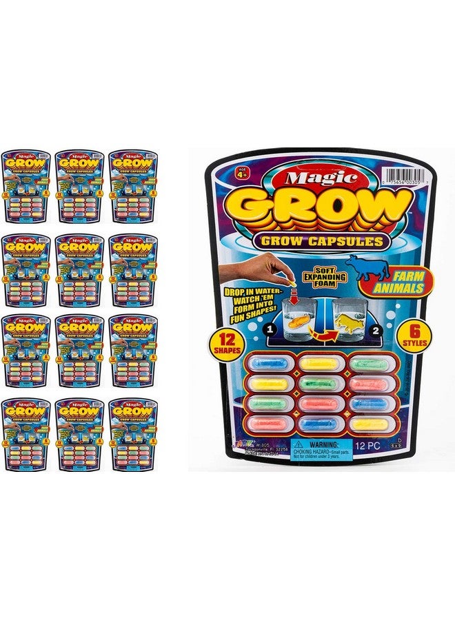 JA-RU Magic Grow Capsules (12 Pack,144 Capsules) Sea Creatures, Dinosaur, Animal Farm Toys. Water Growing Toys for Kids. Expanding Foam Bath Toys. Animal Party Favors Fidget Toy. J-305-12p - Image 1