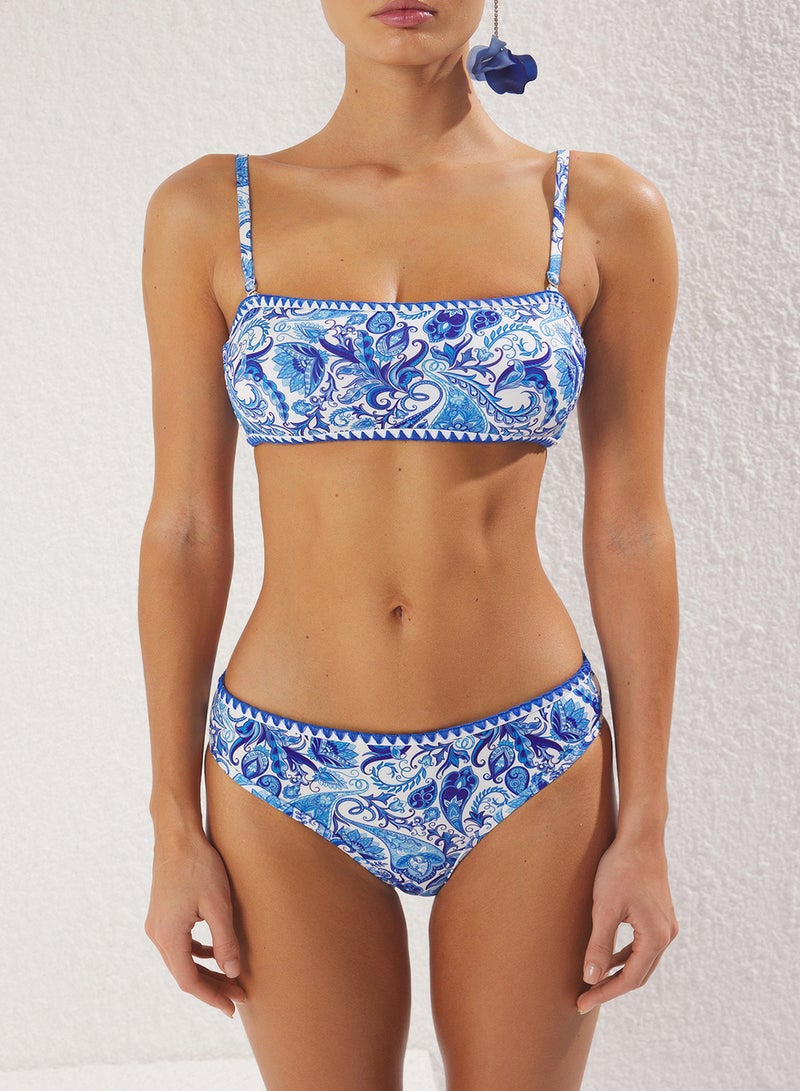 trendyol Shawl Pattern Embroidered Strapless Covered Regular Waist Bikini Set Tbess25Bt00138 - Image 3
