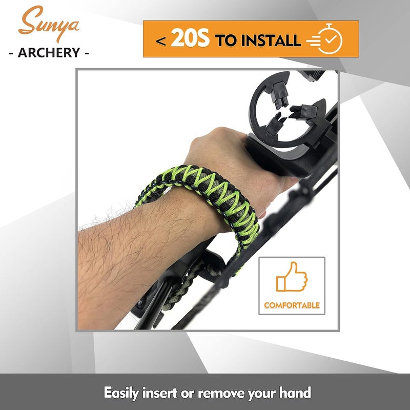 Sunya Archery Bow Wrist Sling, 550 Paracord Strap Comfortable on Hand.100% Full Grain Leather Yoke, Multiple Camo Colors.Fit Compound Bow Stabilizer & Recurve. - Image 5