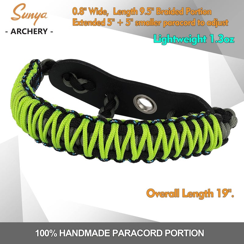 Sunya Archery Bow Wrist Sling, 550 Paracord Strap Comfortable on Hand.100% Full Grain Leather Yoke, Multiple Camo Colors.Fit Compound Bow Stabilizer & Recurve. - Image 3