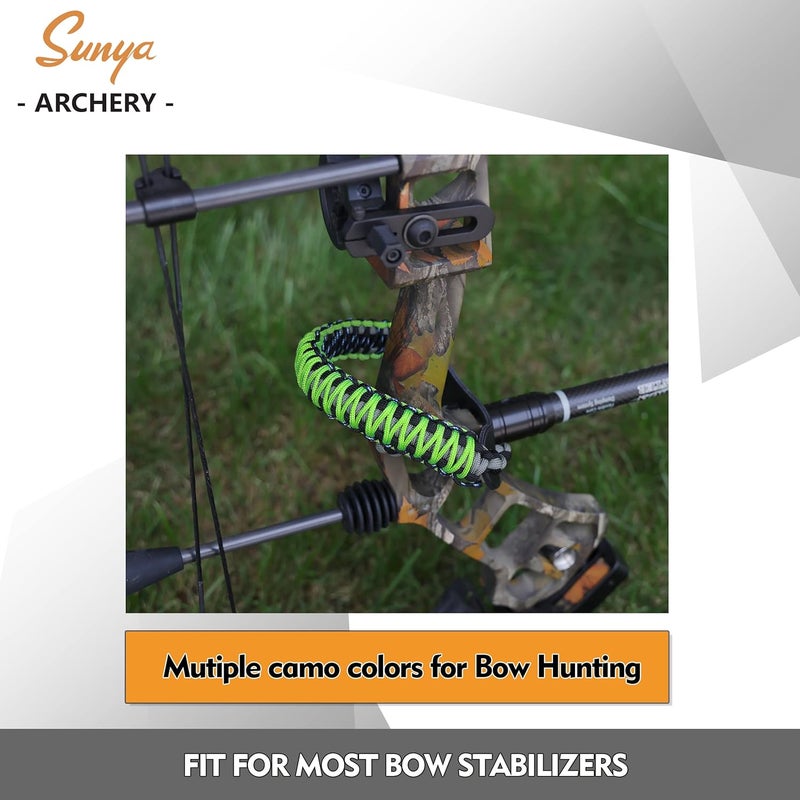 Sunya Archery Bow Wrist Sling, 550 Paracord Strap Comfortable on Hand.100% Full Grain Leather Yoke, Multiple Camo Colors.Fit Compound Bow Stabilizer & Recurve. - Image 2