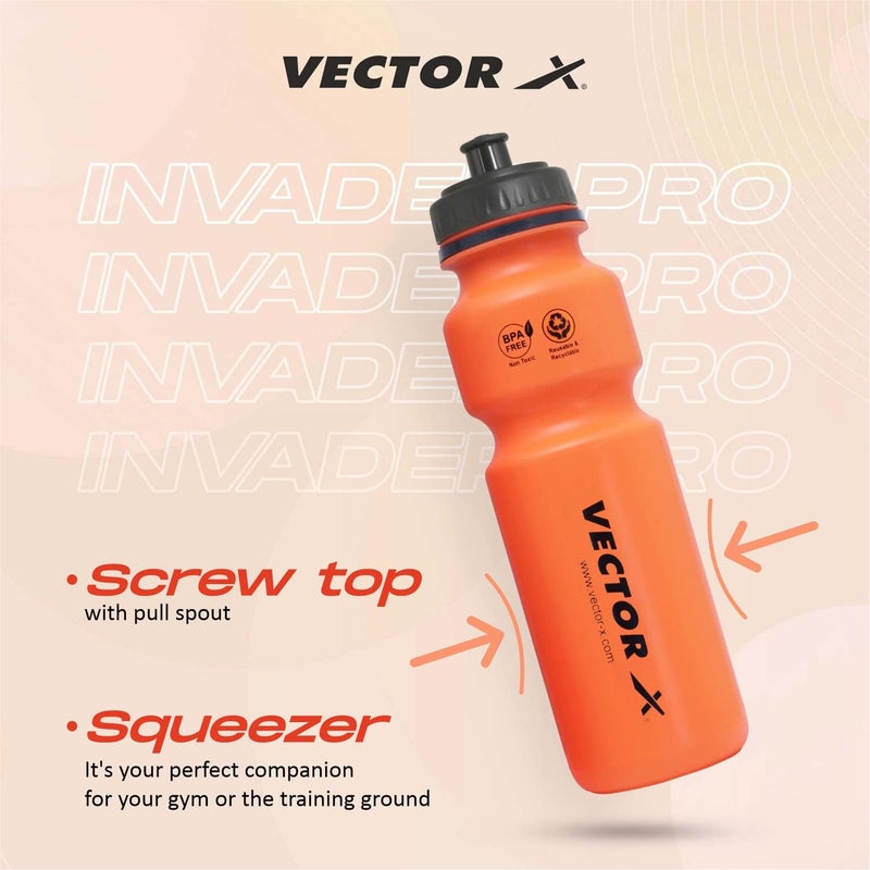 Vector X Gym Sipper Bottle, Leakproof Guarantee Sipper Bottle Ideal for Cycling, Protein, Preworkout and Bcaas, Bpa-Free Material (750 Milliliters, Orange, Plastic) - 750 Ml - Image 2